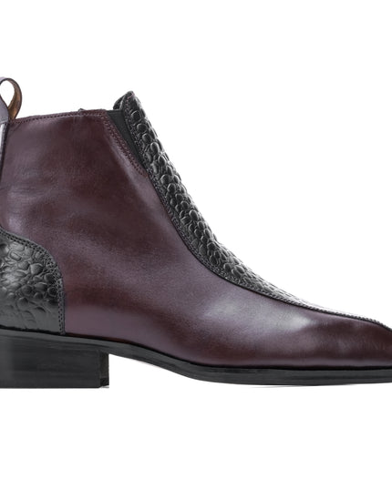 S&B Croco Strip Square-Toe Chelsea - Cherry
