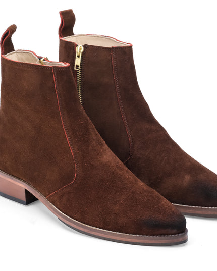 S&B Suede Pointed Chelsea - Brown