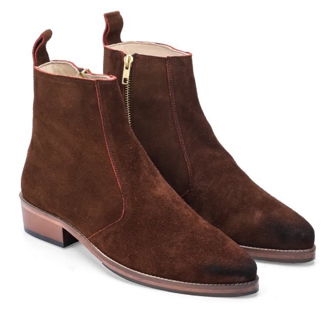 S&B Suede Pointed Chelsea - Brown
