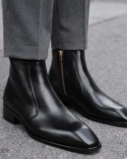 S&B Square-Toe Cuban Chelsea - Black