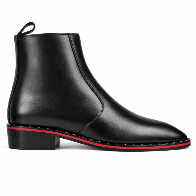 S&B Square-Toe Red Bottom Chelsea - Black