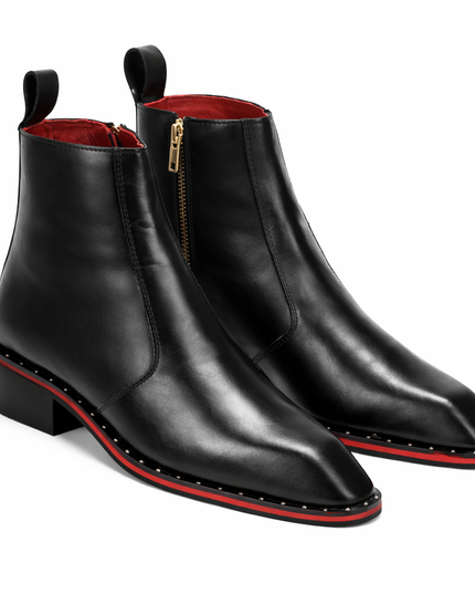 S&B Square-Toe Red Bottom Chelsea - Black