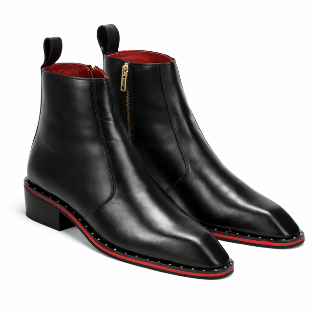 S&B Square-Toe Red Bottom Chelsea - Black