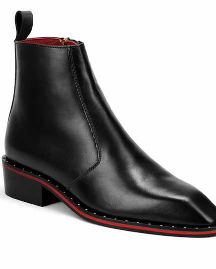 S&B Square-Toe Red Bottom Chelsea - Black