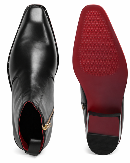 S&B Square-Toe Red Bottom Chelsea - Black
