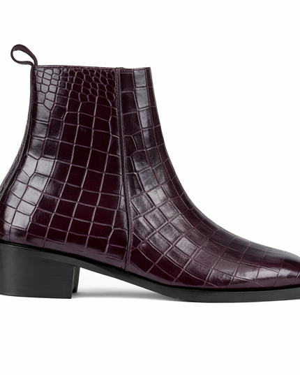 S&B Croco Chelsea with Gold Chain - Cherry