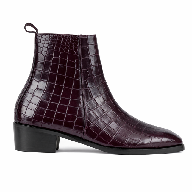 S&B Croco Chelsea with Gold Chain - Cherry