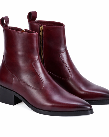 S&B Cowboy Pointed Chelsea - Cherry