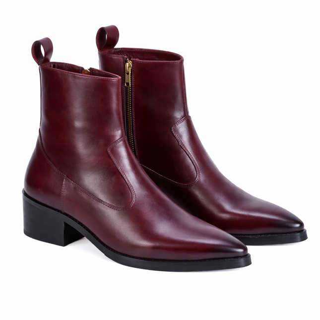 S&B Cowboy Pointed Chelsea - Cherry