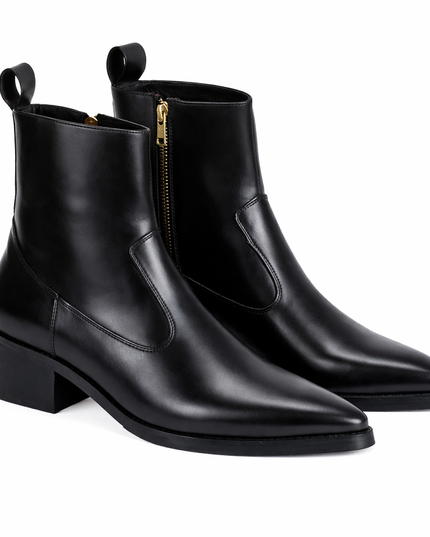 S&B Cowboy Pointed Chelsea - Black