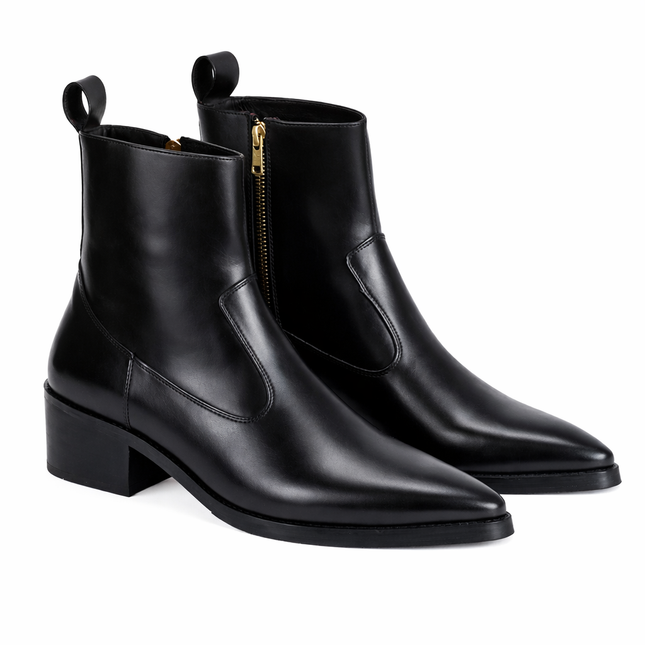 S&B Cowboy Pointed Chelsea - Black