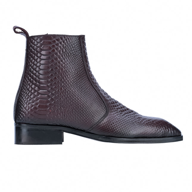 S&B Croco square-Toe Cuban Chelsea - Cherry