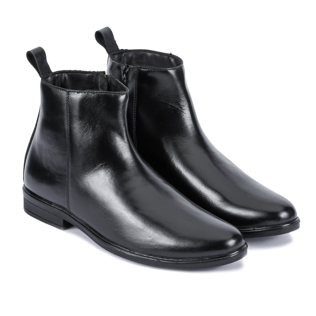 S&B Round Toe Chelsea with Zip - Black