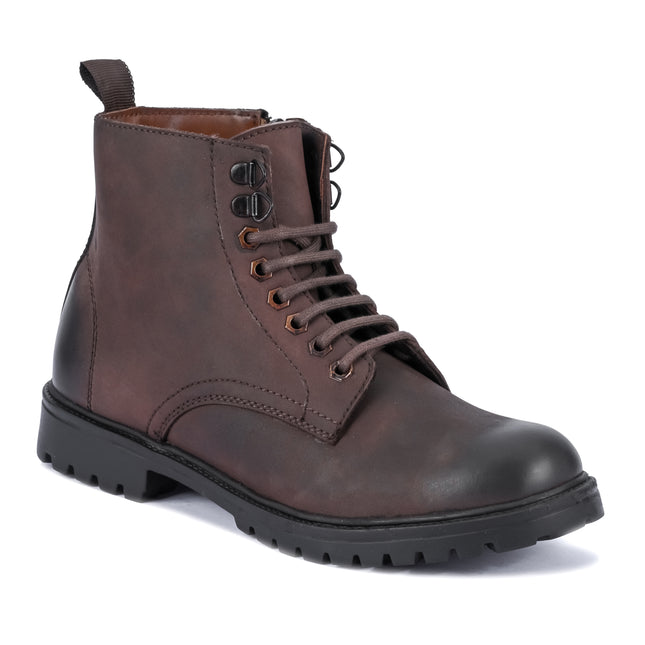 S&B Nubuck Leather Lace-Up Boot - Brown