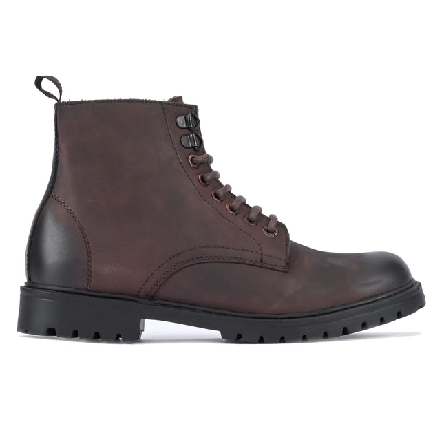 S&B Nubuck Leather Lace-Up Boot - Brown