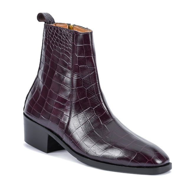 S&B Croco Chelsea with Gold Chain - Cherry