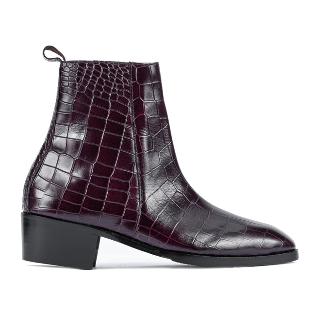 S&B Croco Chelsea with Gold Chain - Cherry