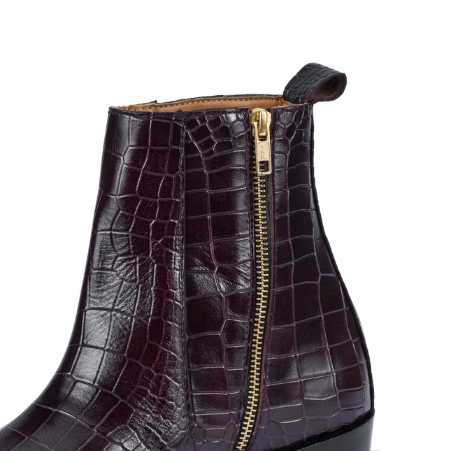 S&B Croco Chelsea with Gold Chain - Cherry