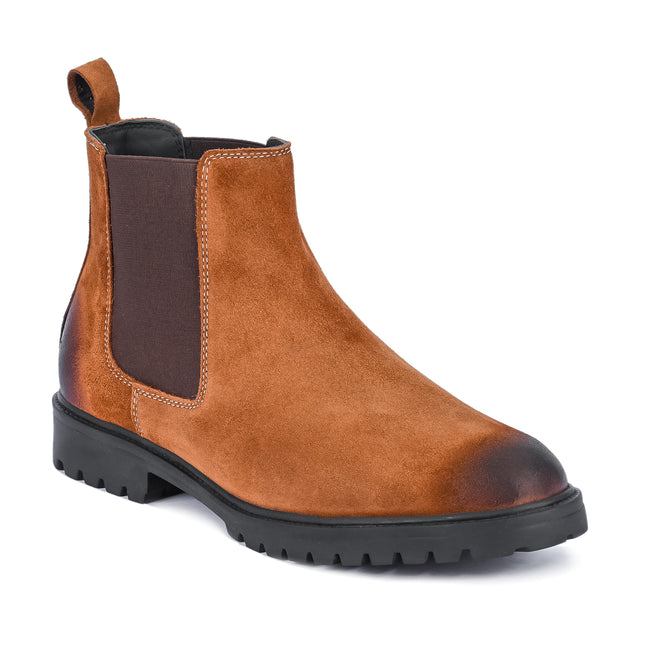 S&B Round Suede Leather Chelsea - Camel