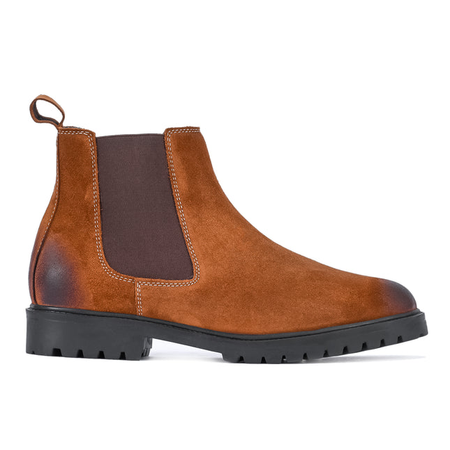 S&B Round Suede Leather Chelsea - Camel