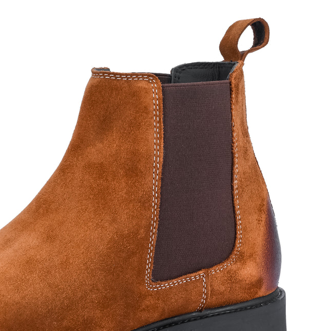 S&B Round Suede Leather Chelsea - Camel