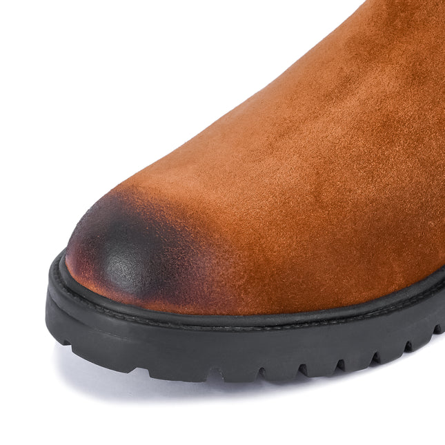 S&B Round Suede Leather Chelsea - Camel