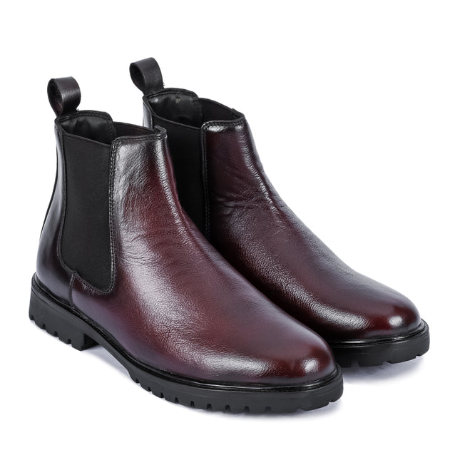 S&B Round Milled Leather Chelsea-Brown