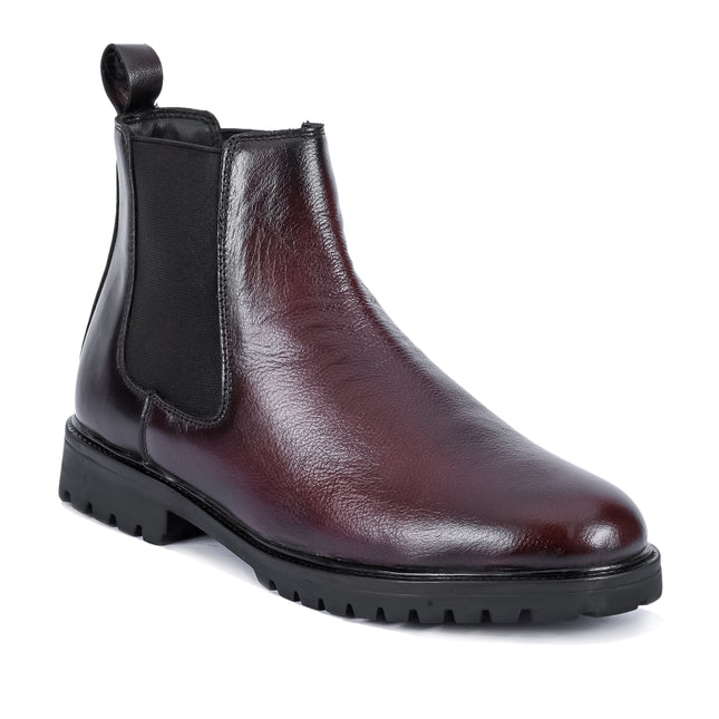 S&B Round Milled Leather Chelsea-Brown