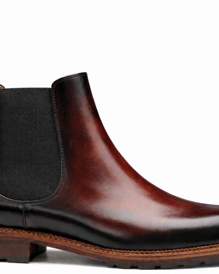S&B Italian Burnished Brown Leather  Chelsea Boot-Cherry