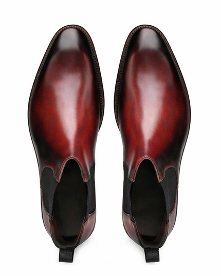 S&B Italian Burnished Brown Leather  Chelsea Boot-Cherry