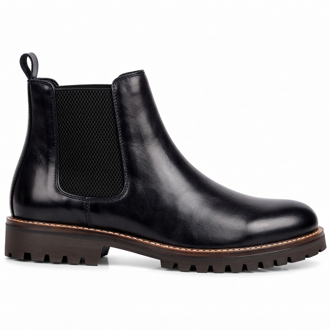 S&B Black Rugged Chelsea Boots