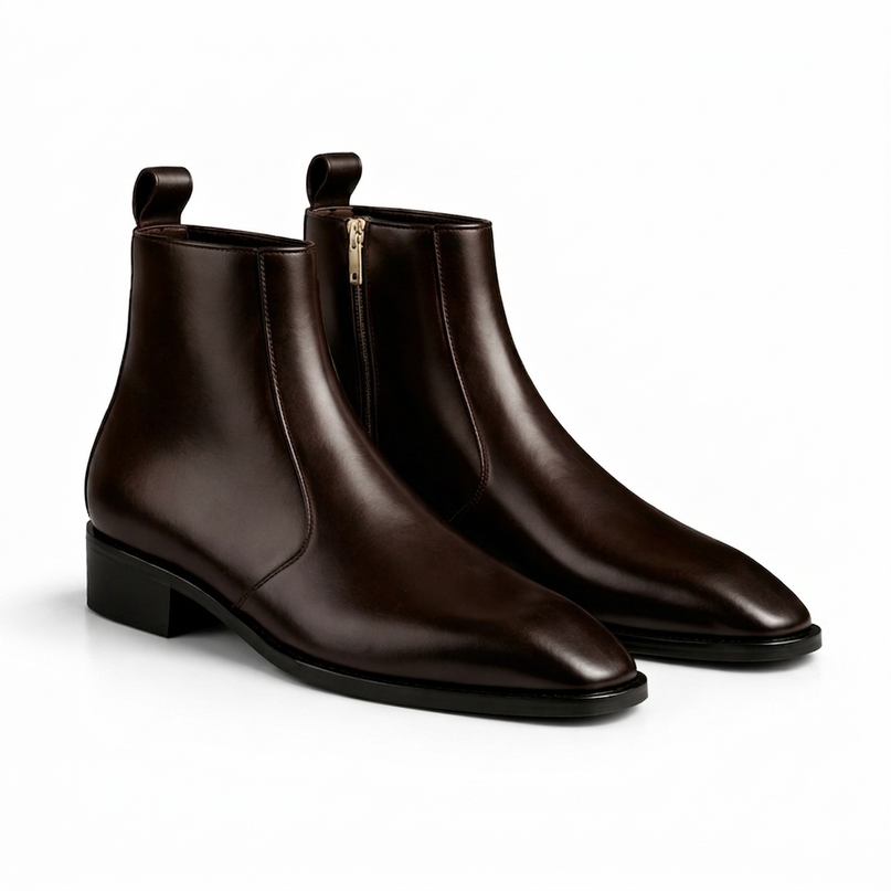 S&B Square-Toe Cuban Chelsea - Brown