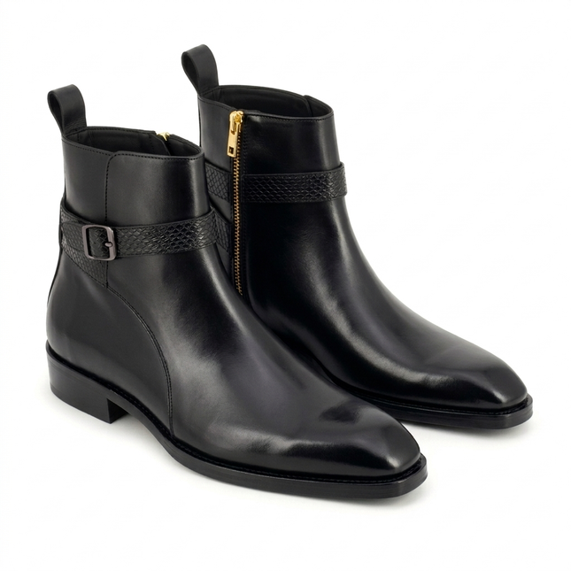 S&B Black Harness Jodhpuri Boots