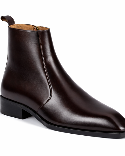 S&B Square-Toe Cuban Chelsea - Brown
