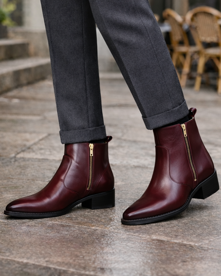 S&B Cowboy Pointed Chelsea - Cherry