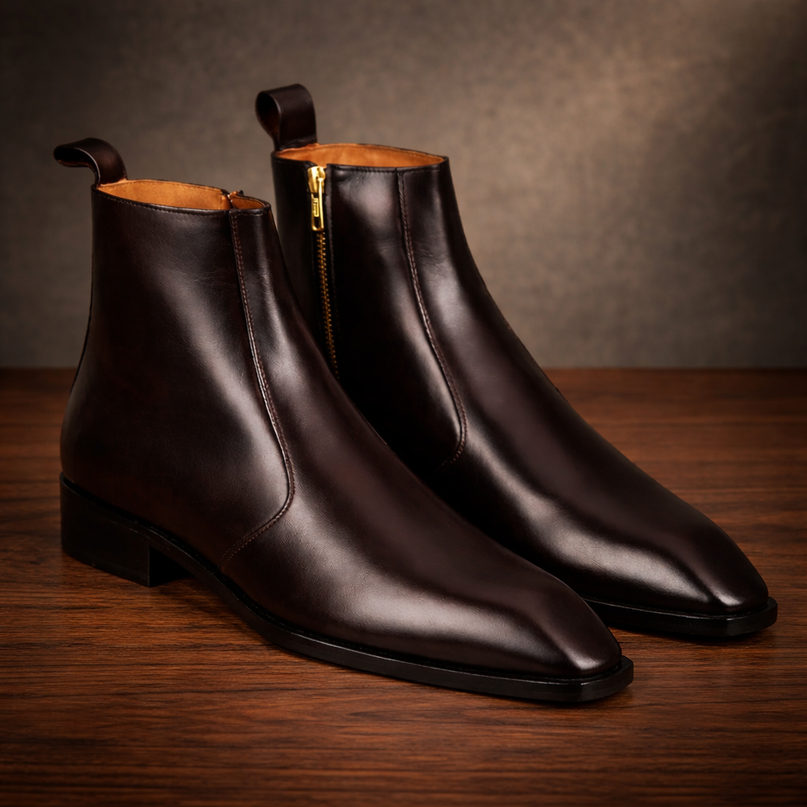 S&B Square-Toe Cuban Chelsea - Brown
