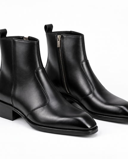 S&B Long Square-Toe Chelsea – Black