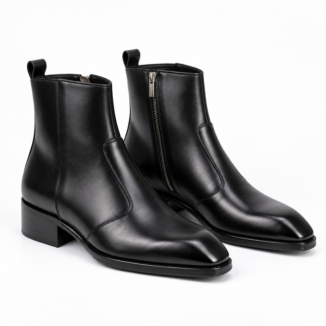 S&B Long Square-Toe Chelsea – Black