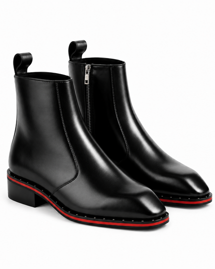S&B Square-Toe Red Bottom Chelsea - Black