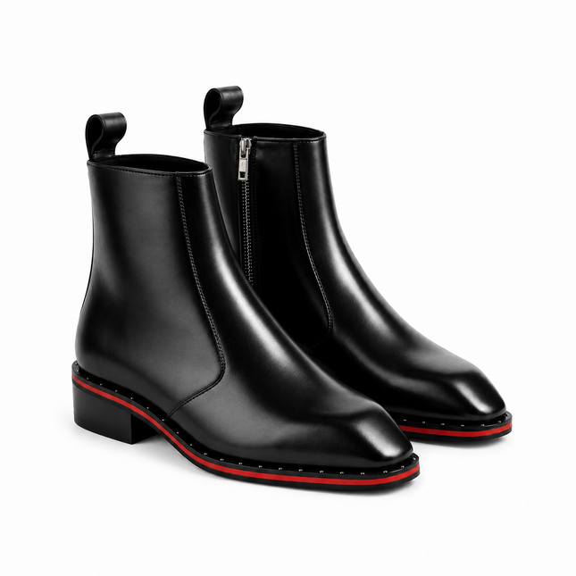 S&B Square-Toe Red Bottom Chelsea - Black