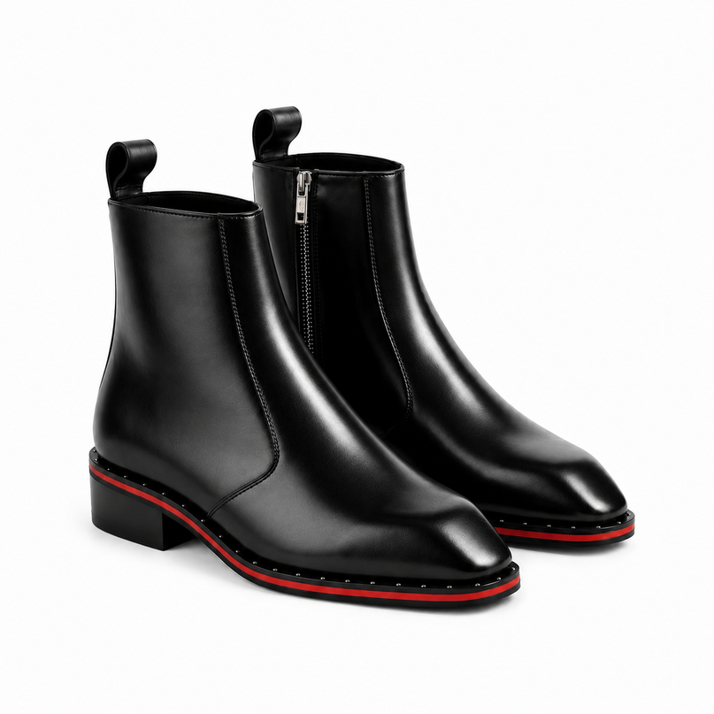 S&B Square-Toe Red Bottom Chelsea - Black