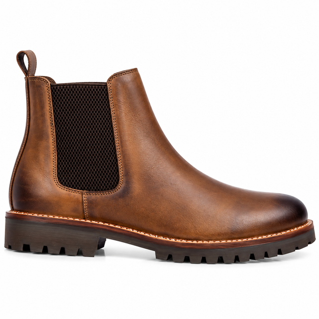 S&B Brown Rugged Chelsea Boots