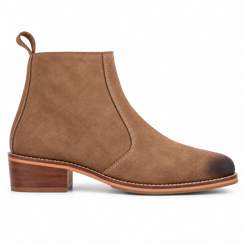 S&B Suede Pointed Chelsea - Beige