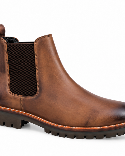 S&B Brown Rugged Chelsea Boots