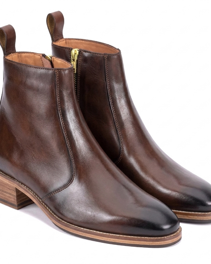 S&B T-Shape Wooden Sole Cuban Chelsea - Brown