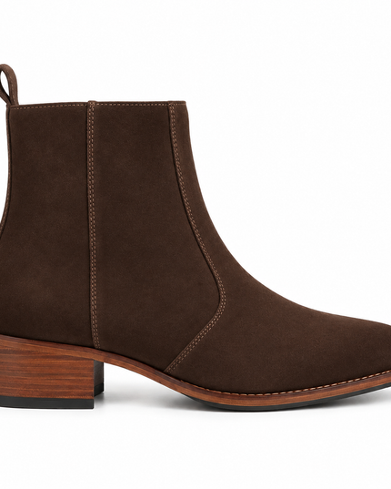 S&B  Cowboy Suede Pointed Chelsea - Brown