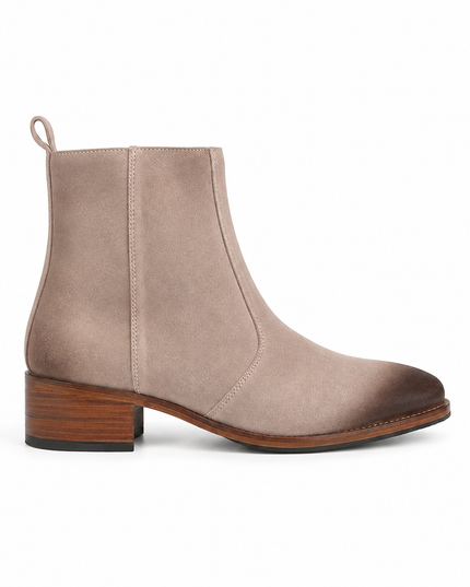 S&B Pointed Dual Shade Suede Chelsea - Beige