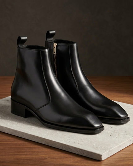 S&B Square-Toe Cuban Chelsea - Black