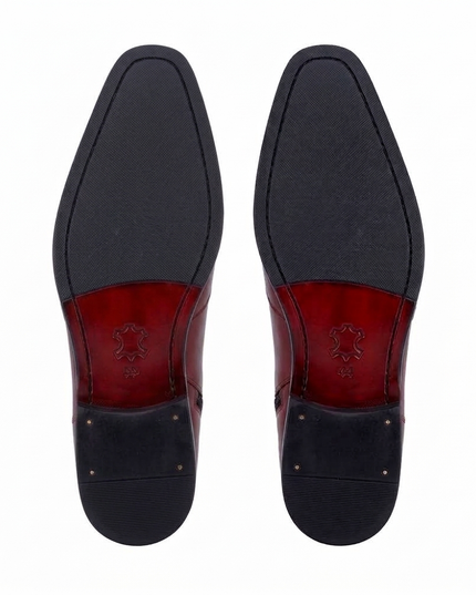 S&B Croco Square-Toe Chelsea – Cherry