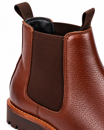 S&B Round Stitched Milled Leather Chelsea - Brown